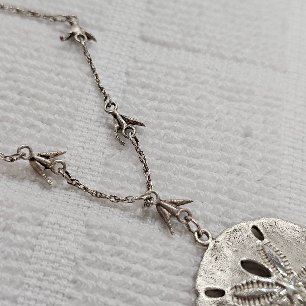 Vintage Sterling Silver Sand Dollar with Doves Necklace J&C FERRARA  RARE - Picture 6 of 12